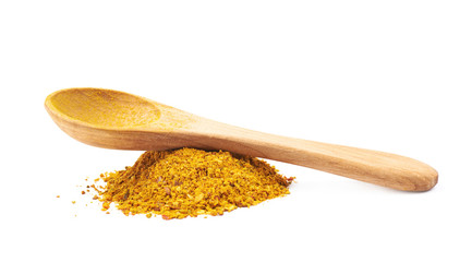 Pile of powdered curry spice isolated