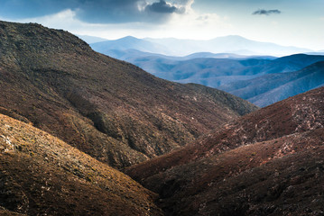 Fototapeta premium Beautiful volcanic landscape of Fuerteventura. Canary Islands. Spain