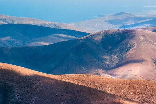 Beautiful volcanic landscape of Fuerteventura. Canary Islands. Spain