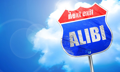 alibi, 3D rendering, blue street sign