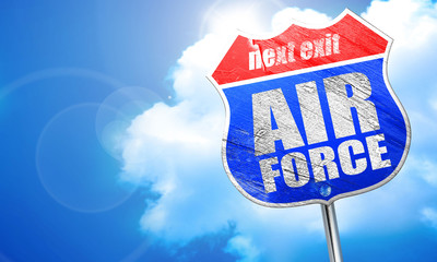 air force, 3D rendering, blue street sign