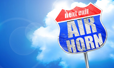 air horn, 3D rendering, blue street sign