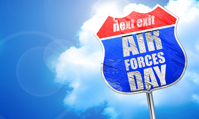 air forces day, 3D rendering, blue street sign