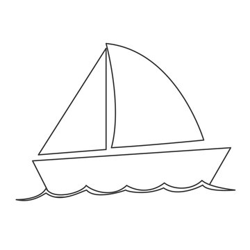 flat design single sailboat icon vector illustration