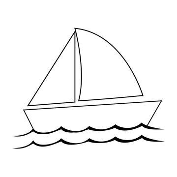 flat design single sailboat icon vector illustration