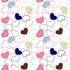 Seamless geometric pattern with hearts. Vector repeating texture. Stylish valentines background.