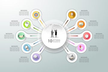 Abstract 3d infographic 10 options,  Business concept infographic