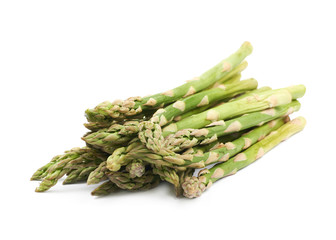Pile of green asparagus isolated