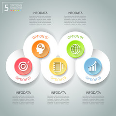 Abstract 3d infographic 5 options,  Business concept infographic
