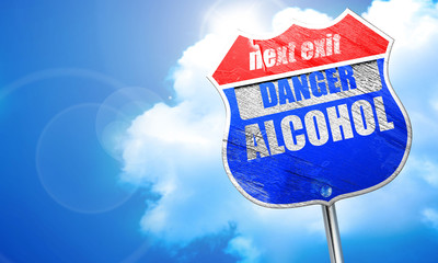Alcohol abuse sign, 3D rendering, blue street sign