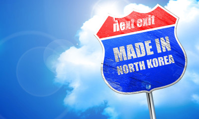 Made in north korea, 3D rendering, blue street sign