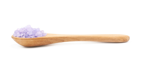 Spoon full of salt crystals isolated