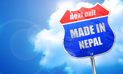 Made in nepal, 3D rendering, blue street sign