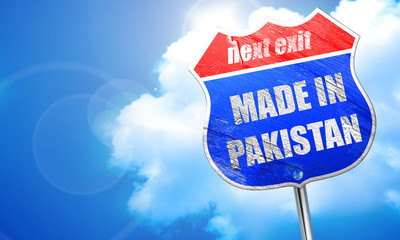 Made in pakistan, 3D rendering, blue street sign