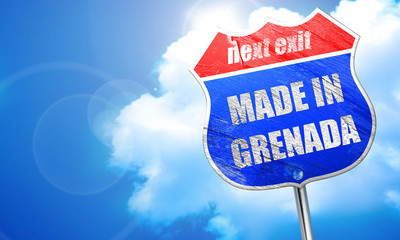 Made in grenada, 3D rendering, blue street sign