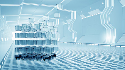 Futuristic technologies concept . Mixed media