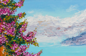 Fototapeta na wymiar painting texture oil painting landscape, impressionism art