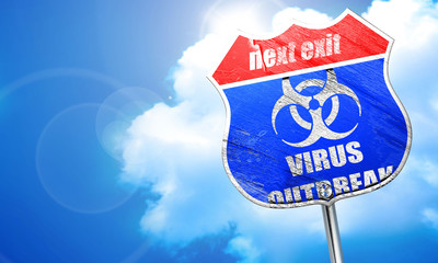 virus concept background, 3D rendering, blue street sign
