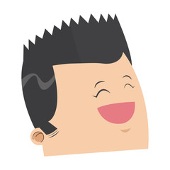 flat design cute face of happy man with pointy hair icon vector illustration