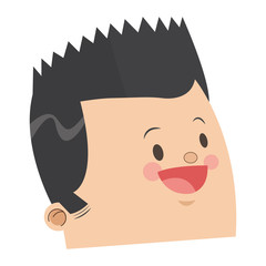 flat design cute face of happy man with pointy hair icon vector illustration