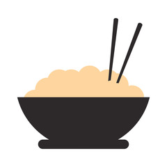 flat design rice bowl icon vector illustration