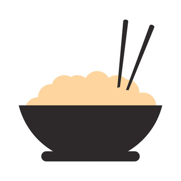 Flat Design Rice Bowl Icon Vector Illustration