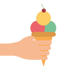 flat design ice cream cone icon vector illustration