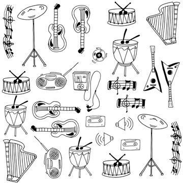 Doodle of element music set