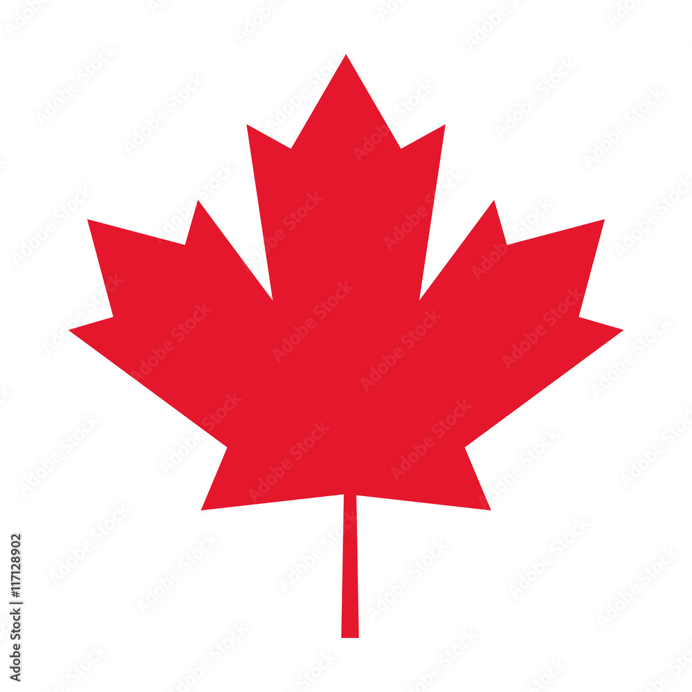 Wall mural flat design canada flag maple leaf icon vector illustration