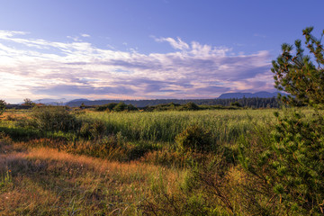 Fototapeta premium Sanset in countryside valley