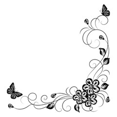 Simple floral background in black and white - 117129387