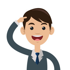 flat design man pointing head icon vector illustration