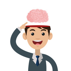 flat design person with brain outside head icon vector illustration