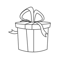 flat design gift box with bow icon vector illustration