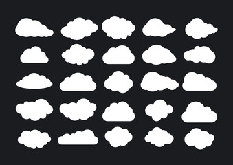 Cloud icon, cloud shape. Set of different clouds. Collection of cloud icon, shape, label, symbol. Graphic element vector. Vector design element for logo, web and print.