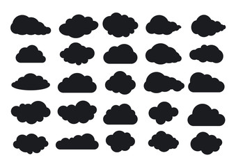 Cloud icon, cloud shape. Set of different clouds. Collection of cloud icon, shape, label, symbol. Graphic element vector. Vector design element for logo, web and print.