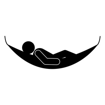 flat design person lying on hammock icon vector illustration