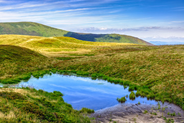 Fototapeta premium swamp on hill side in mountains