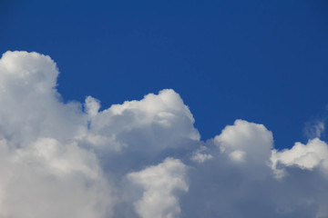 White clouds raged and blue sky