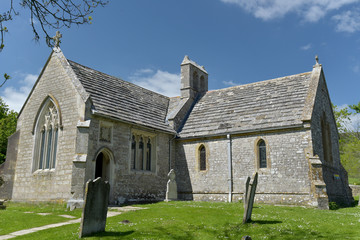 Fototapeta na wymiar Church in deserted village of Tyneham in Dorset