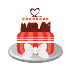 flat design decorated cake icon vector illustration