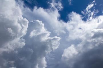 White clouds raged and blue sky