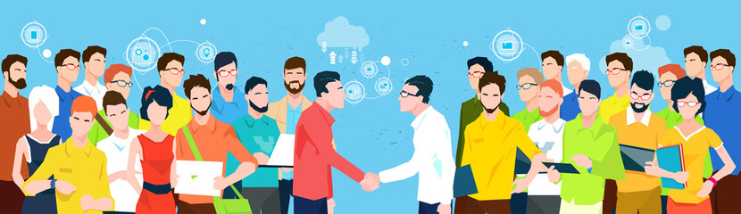 Business People Team Managers Shake Hand Banner