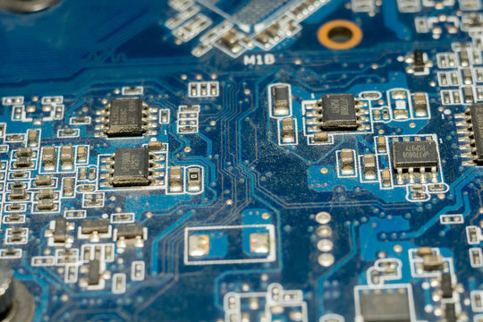 Blue Circuit Board Macro