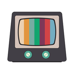 flat design retro classic tv and colored stripes on screen icon vector illustration