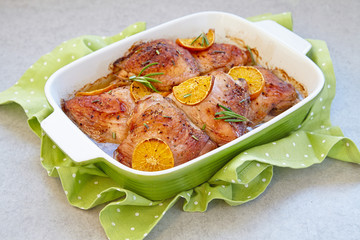 Baked orange clementine chicken legs