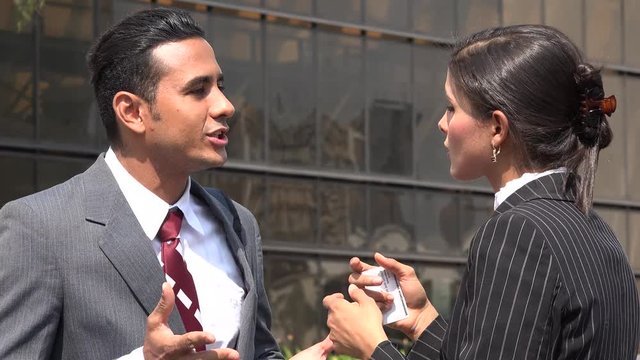 Confused Business Man  Deaf Woman Using Sign Language