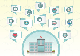 Medical and hospital building Infographic.