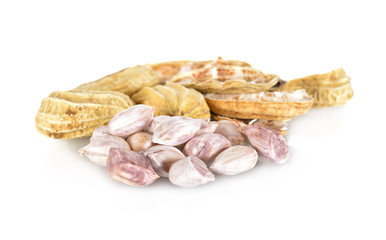 boiled peanut on white background