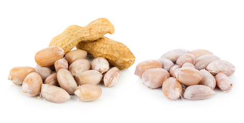 Boiled peanuts on white background